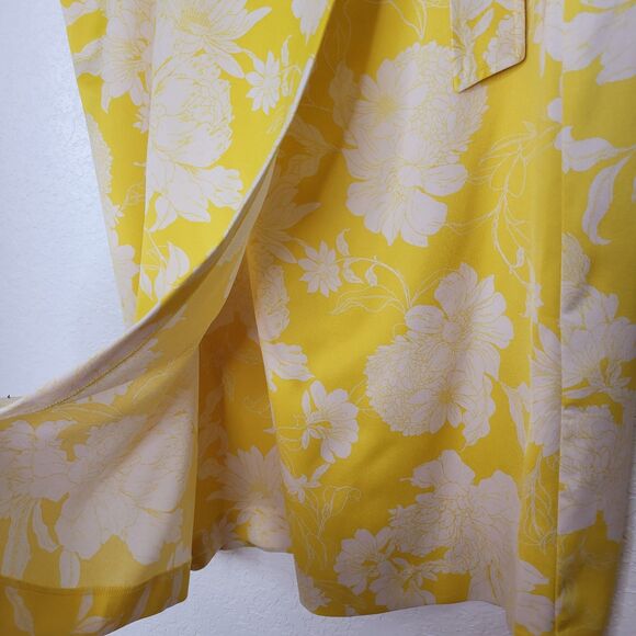 H&M Size 18 Yellow Floral D-Ring High Waist Midi Woven Fabric Wrapover Skirt - Picture 8 of 8